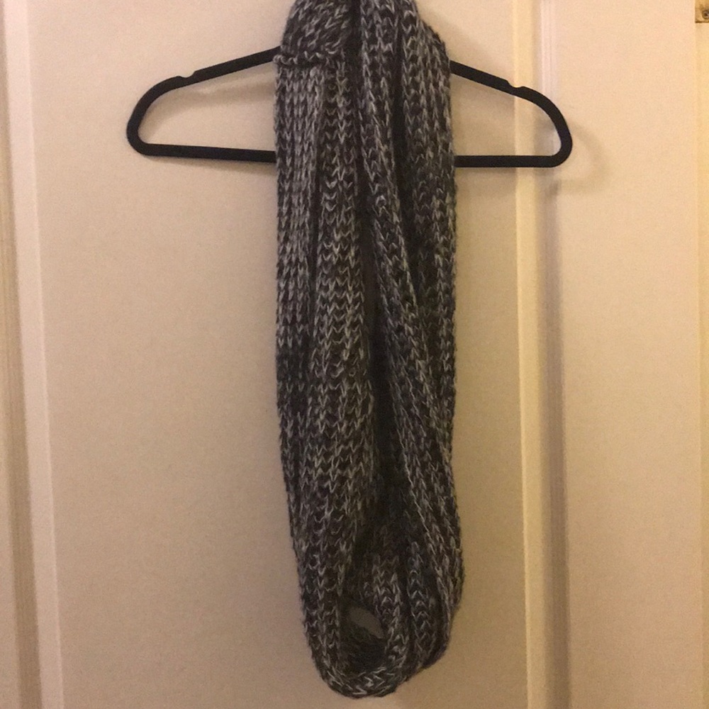 Black and white woven infinity scarf